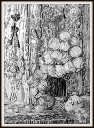 csendélet hagymákkal